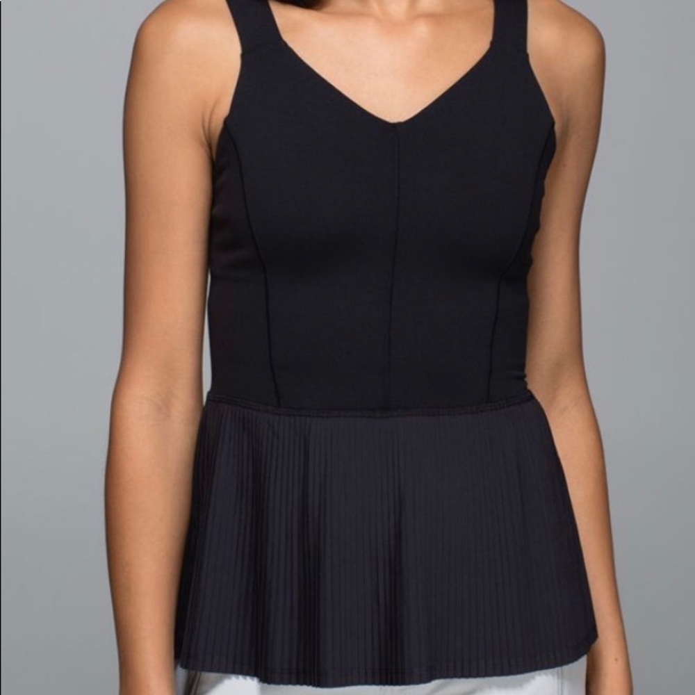 lululemon athletica Black V‑Neck Pleated Peplum Tank